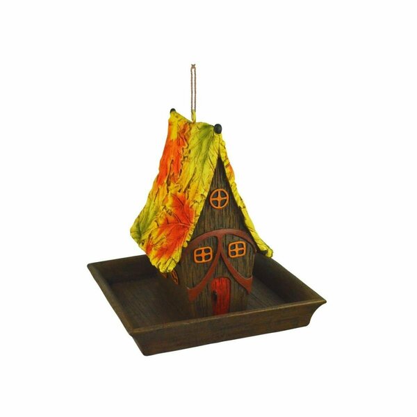 Partyanimal Resin Bird Feeder with Foliage Roof, Brow, Yellow & Red PA3192181